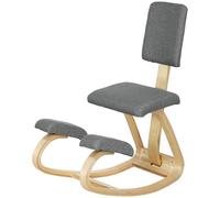 HOMCOM Silla Ergonómica de Rodillas con Respaldo Marco de Madera Gris