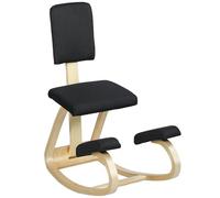 HOMCOM Silla Ergonómica de Rodillas con Respaldo Marco de Madera Negro