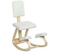 HOMCOM Silla Ergonómica de Rodillas con Respaldo, Silla de Rodillas, Cojines Acolchados, Marco de Madera, para una Mejor Postura, Oficina, Crema