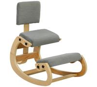 HOMCOM Silla Ergonómica de Rodillas con Respaldo Tapizado en Pana Gris