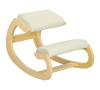 HOMCOM Silla Ergonómica de Rodillas, Silla de Rodillas de Madera, Taburete Ergonómico, Cojín Acolchado, para Mejorar la Postura, para Casa y Oficina, Crema