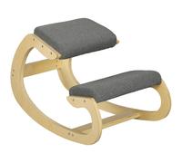 HOMCOM Silla Ergonómica de Rodillas Silla de Rodillas de Madera Taburete Ergonómico Cojín Acolchado 55x85x55 cm Gris gris