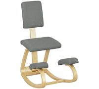 HOMCOM - Silla ergonómica para rodillas, con respaldo, asiento de rodillas, taburete ergonómico de madera, taburete ortopédico, corrector de postura, aliviar el dolor de espalda, gris