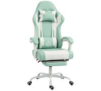 HOMCOM Silla Gamer con Lumbar Masaje Vibración Reclinable 155° Altura Ajustable Reposacabezas y Reposapiés Retráctil Azul Aosom España
