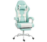 HOMCOM Silla Gaming Ergonómica Lumbar Masaje Vibración Azul Claro