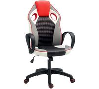 Homcom Silla Gaming Ergonómica Multicolor Con Detalles En Rojo Pu Y Malla
