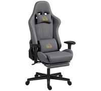HOMCOM Silla gaming ergonómica, silla gamer con reposabrazos 3D, respaldo inclinable, altura ajustable, 72x76x132cm, gris