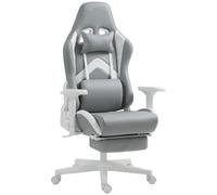 Homcom Silla Gaming Reclinable Con Altura Ajustable Gris Claro Y Blanco