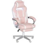 Homcom Silla Gaming Reclinable Con Reposapiés Retráctil Soporte Lumbar Rosa