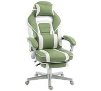Homcom Silla Gaming Reclinable Con Reposapiés Retráctil Soporte Lumbar Verde