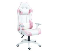 Homcom Silla Gaming Reclinable Giratoria Con Cojín Lumbar 67x60x120-128 Cm Rosa