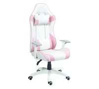 Homcom Silla Gaming Reclinable Giratoria Con Cojín Lumbar 67x60x120-128 Cm Rosa