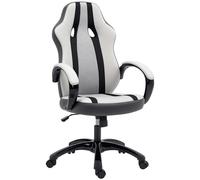 HOMCOM Silla Gaming Tapizada en PU y Malla Silla Gamer Giratoria con Función de Basculante Altura Ajustable para Hogar Oficina Estudio Gris