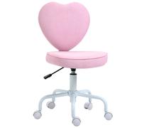 HOMCOM Silla giratoria diseño adorable en forma de corazón ajustable en altura cubierta de lino Rosa 40x50x79-89 cm Aosom España