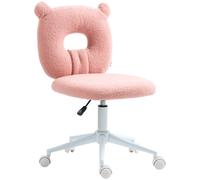 HOMCOM Silla Giratoria Infantil con Asiento Ajustable en Altura y Respaldo en Forma de Oso de Borreguillo Carga 120 kg Rosa Aosom España