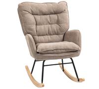 HOMCOM Silla Mecedora con Patas de Madera de Haya y Reposabrazos Mecedora para Lactancia Carga 120 kg para Dormitorio Marrón