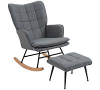 HOMCOM Silla Mecedora con Reposapiés y Cojín Acolchado Diseño Antivuelco Carga 130 kg 64x89x90 cm Gris Confortable Aosom España