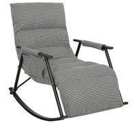 HOMCOM Silla Mecedora con Respaldo y Reposapiés Ajustables Mecedora Sillón Balancín Tapizado en Lino 62x100x89 cm Negro