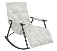 HOMCOM Silla Mecedora con Respaldo y Reposapiés Ajustables Mecedora Sillón Balancín Tapizado en Lino 62x100x89 cm Gris