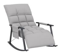 HOMCOM Silla Mecedora con Respaldo y Reposapiés Regulables, Sillón Balancín con Bolsillo, Marco de Acero, Soporta 120 kg, para Salón y Dormitorio, Gris