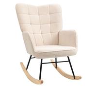 HOMCOM Mecedora de Borreguito Silla Mecedora con Patas de Madera de Haya y Marco de Acero Carga 120 kg para Dormitorio Salón Beige