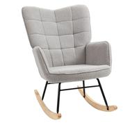 HOMCOM Sillón Balancín Oscilante 40° Silla Mecedora con Patas de Madera de Haya Carga 120 kg 71x92x101 cm Gris Aosom España