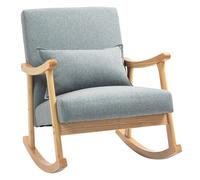 HOMCOM Silla Mecedora Moderna Mecedora para Lactancia con Cojín Lumbar Respaldo Amplio y Base de Madera Carga 120 kg Sillón Relax para Salón Dormitorio Gris Claro