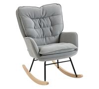 HOMCOM Silla Mecedora Moderna, Mecedora Tapizada en Chenilla, Sillón de Lactancia con Respaldo Ancho, Acolchado Grueso, Patas de Madera, Reposabrazos, para Dormitorio, Salón, Gris Claro