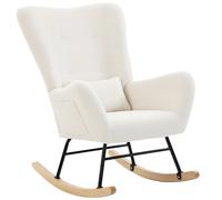 HOMCOM Silla Mecedora Moderna, Mecedora Tapizada en Terciopelo de Teddy Sillón de Lactancia con Respaldo Acolchado Alto Almohada Cream