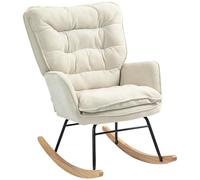 HOMCOM Silla Mecedora Moderna Tapizada en Chenilla, Reposabrazos, Beige