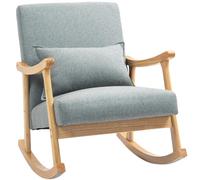 HOMCOM Silla Mecedora para Lactancia con Cojín Lumbar 120 kg Gris Claro | Moderna, Respaldo Amplio, Base de Madera, Sillón Relax, para Salón y Dormitorio