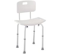 HOMCOM Silla para Ducha Personas Mayores con Altura Ajustable 8 Niveles | Taburete de Baño, Respaldo, Alfombrillas Antideslizante, Ayuda para Baño, para Ancianos y Discapacitados