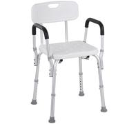 HOMCOM Silla para Ducha Regulable en Altura con Reposabrazos y Respaldo 51.5x43.5x71-84 cm Blanca Aosom España