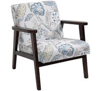 HOMCOM Silla para salón Butaca acolchada con reposabrazos en madera y tejido transpirable para hogar y oficina, estampado floral, 68.5x78.5x75cm Aosom España