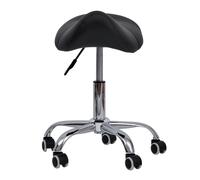 HOMCOM Taburete con Ruedas Taburete Giratorio Cosmético con Altura Ajustable Asiento Acolchado y Amplio Dentista Peluquería Carga 120 kg 52x53x49-61 cm Blanco y Negro