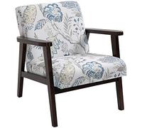 HOMCOM Silla Tapizada de Salón con Reposabrazos en Madera y Tela Transpirable para Casa y Oficina, Flor, 68.5x78.5x75cm