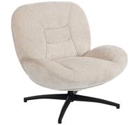 HOMCOM Silla tapizada giratoria, sillón de acento con relleno de algodón PP, tapizado de tela, base de acero, Blanco crema