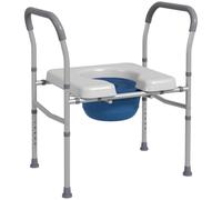 HOMCOM Silla WC Personas Mayores 4 en 1 Altura Ajustable Carga 136 kg Gris | Silla con Inodoro de Aluminio, de Ducha, Almohadillas Antideslizantes, para Discapacitados Embarazadas