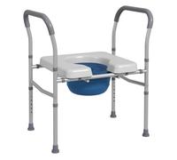 Homcom silla wc personas mayores 4 en 1 silla con inodoro de aluminio silla de ducha con altura ajustable y almohadillas antideslizantes carga 136 kg para discapacitados embarazadas gris 47 cm