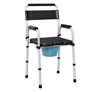 Homcom silla wc personas mayores plegable silla con inodoro con altura ajustable cubo y almohadillas antideslizantes carga 150 kg para discapacitados embarazadas negro 97 cm