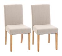 HOMCOM Sillas de comedor en set de 2, sillas modernas tapizadas efecto lino con asiento y respaldo acolchados, patas de madera de caucho