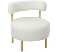HOMCOM Sillón 1 plaza en tejido bouclé, sillón de salón acolchado con respaldo curvado, asiento amplio, 67x67x71cm, crema