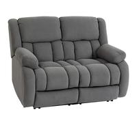 HOMCOM Sillón 2 Plazas Relax Reclinable Manual, Ajuste Separado, Sillón Relax Tapizado en Terciopelo, Reposapiés Ajustable, Asiento Amplio, Muelles, Acolchado Grueso, Sofá Reclinable hasta 135º, Gris
