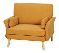 HOMCOM Sillón acolchado de terciopelo, sillón de acento extragrande con patas de madera, sillón de lectura para salón y dormitorio, Amarillo