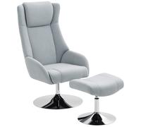 HOMCOM Sillón acolchado giratorio con reposapiés, reclinable, sillón tapizado con reposabrazos, para sala de estar, dormitorio, Gris