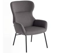 HOMCOM Sillón Acolchado Moderno en Estilo Orejero Respaldo Alto Acolchado Grueso Patas de Metal Gris Aosom España