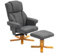 HOMCOM Sillón ajustable con reposapiés con respaldo alto y marco de madera para sala de estar, dormitorio, Gris oscuro Aosom España