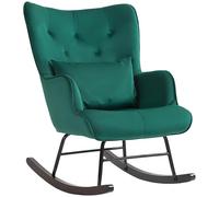HOMCOM Sillón balancín de Terciopelo con Respaldo Alto, Mecedora con cojín y reposabrazos para salón y Dormitorio, Verde