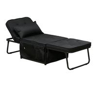 HOMCOM Sillón butaca convertible 4 en 1 respaldo reclinable 5 posiciones con cojín 180 x 64 x 40 cm negro