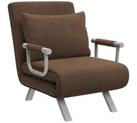 HOMCOM - Sillón Calefactor, sofá Cama, Convertible, 1 Plaza desenfundable, Grand Confort Cojín Pies reposabrazos de Metal Ante marrón